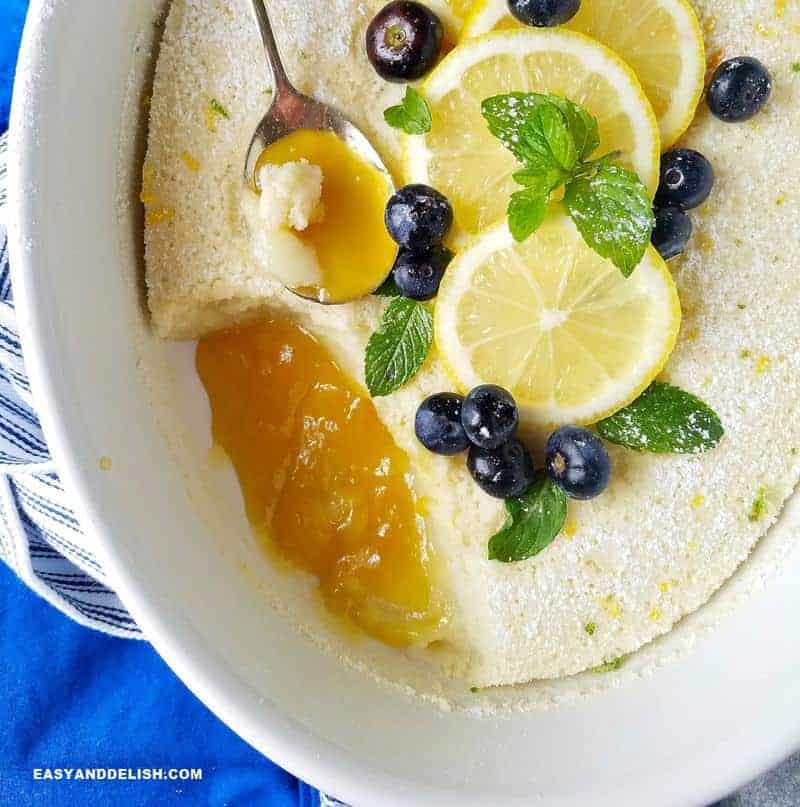 close up of lemon pudding cake