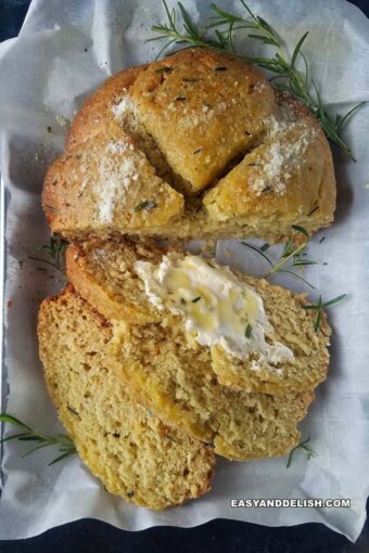 a loaf of no yeast bread sliced