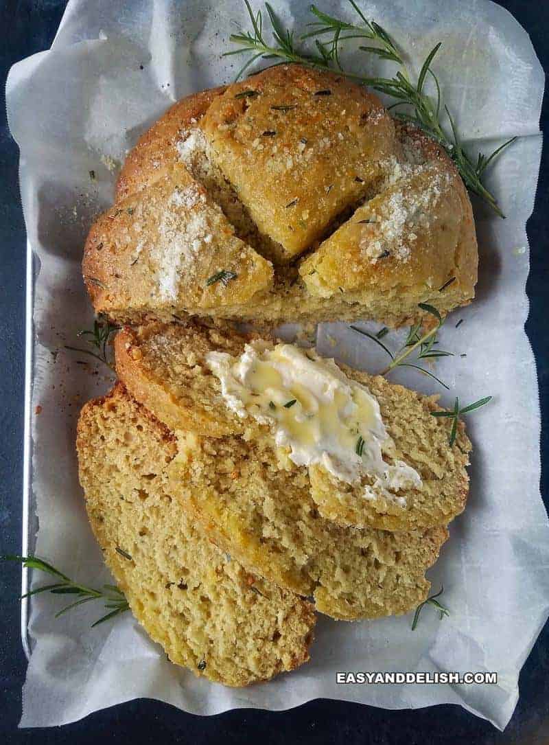 a loaf of no yeast bread sliced