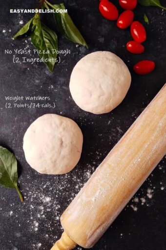 A close up of no yeast pizza doughs