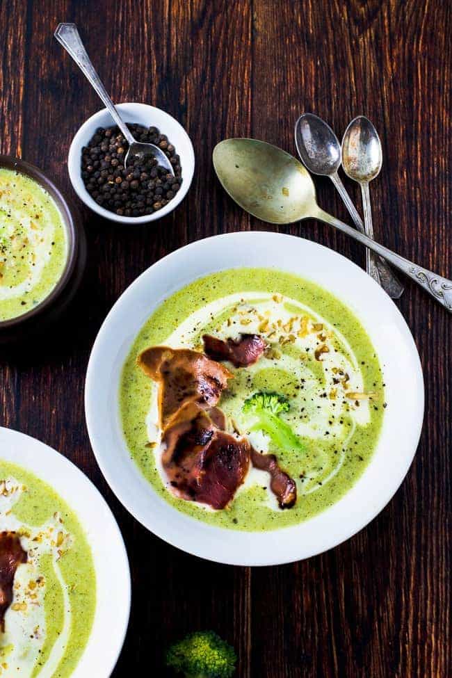 broccoli cheese soup win a bowl with spoons on the side as one of our healthy one pot meals 