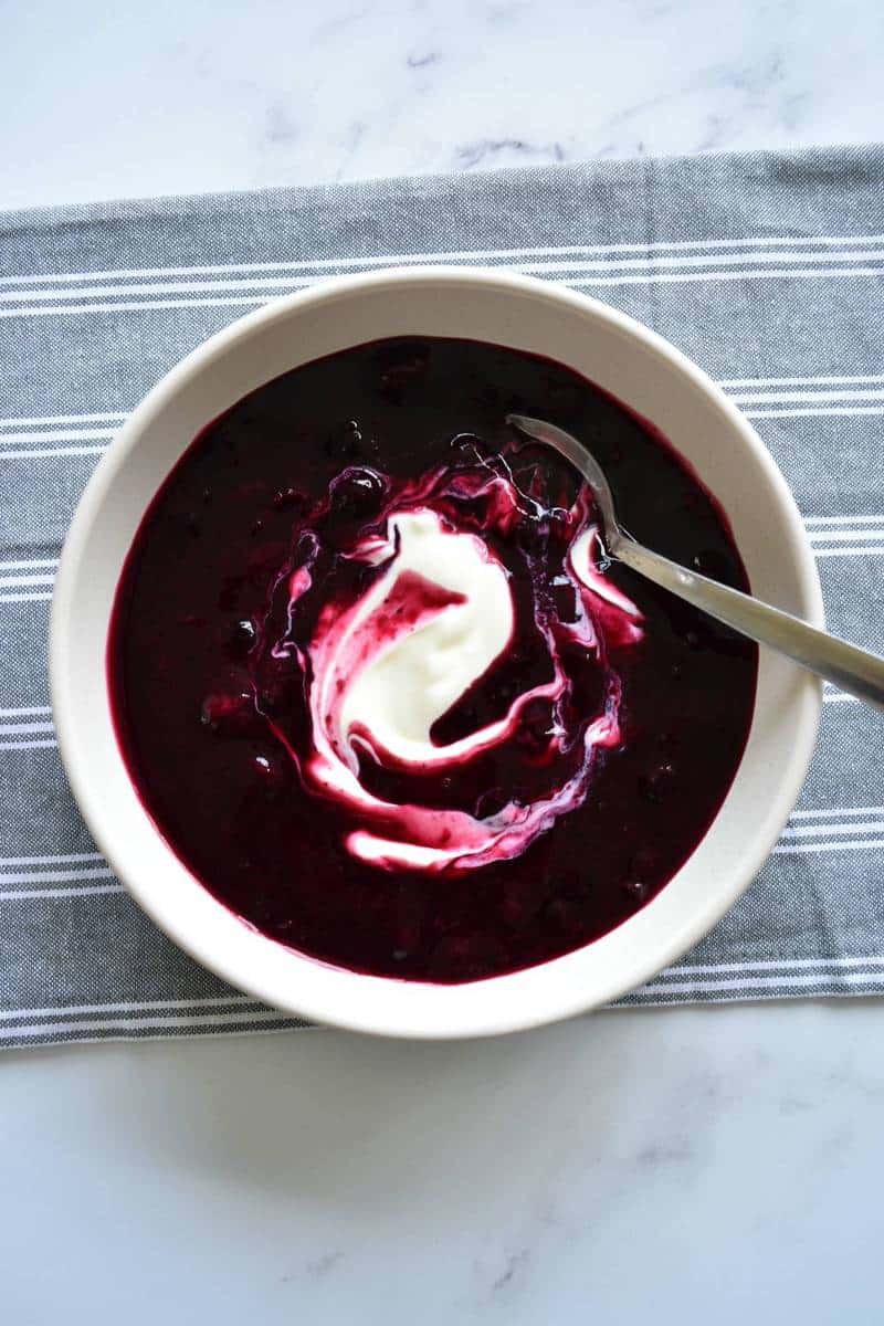 one bowl of blueberry soup as one of 70 easya nd healthy one pot meals