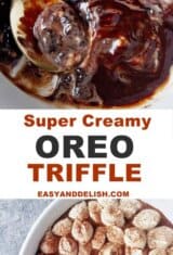 2 images collage showing oreo trifle