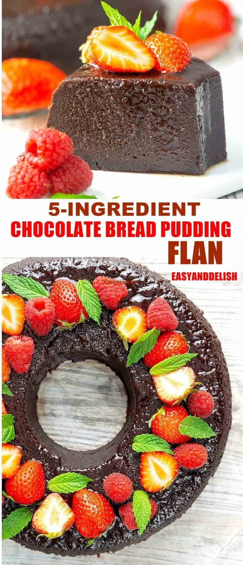 Brazilian Chocolate Bread Pudding Flan Recipe (5 Ingredients) Easy