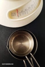 measurements cups and a kitchen scale