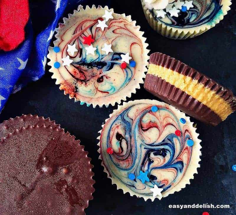 peanut butter cups 2 ways: Reese's style and for the 4th of July!