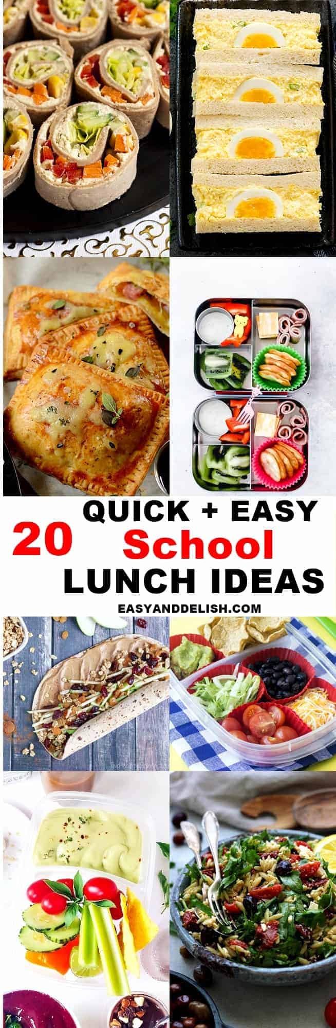 photo collage of back to school kids lunch ideas