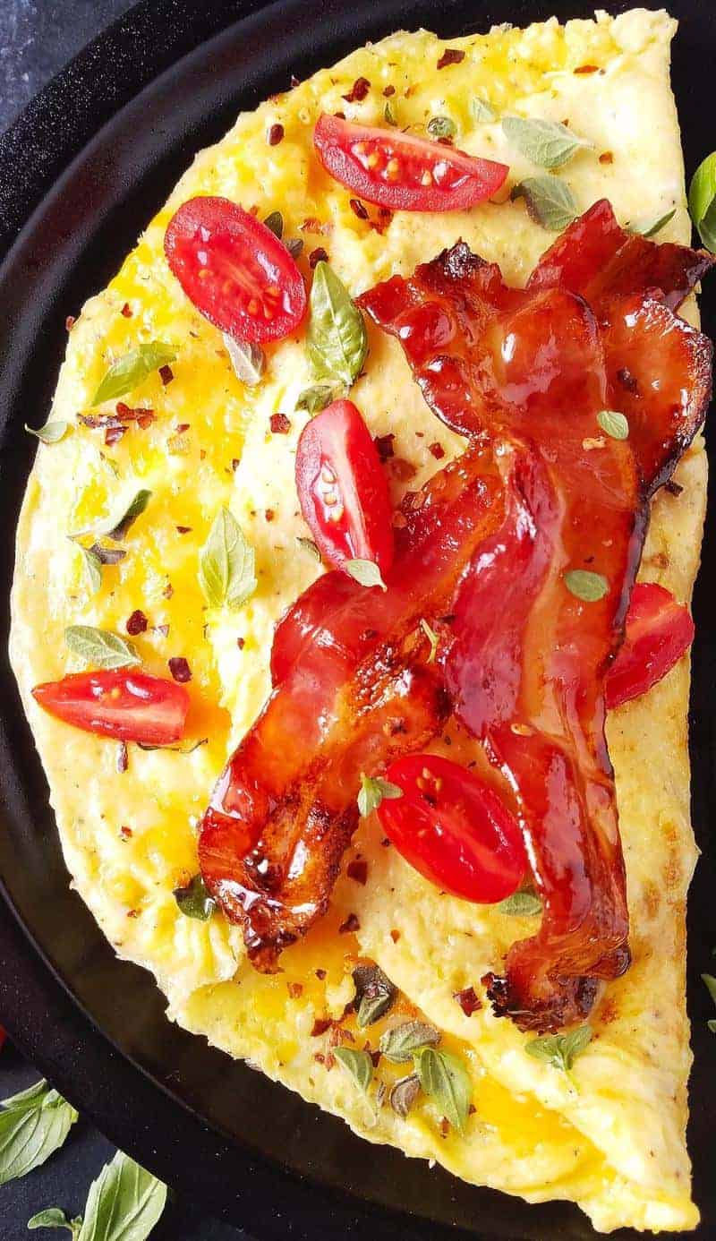 close up image of folded omelet
