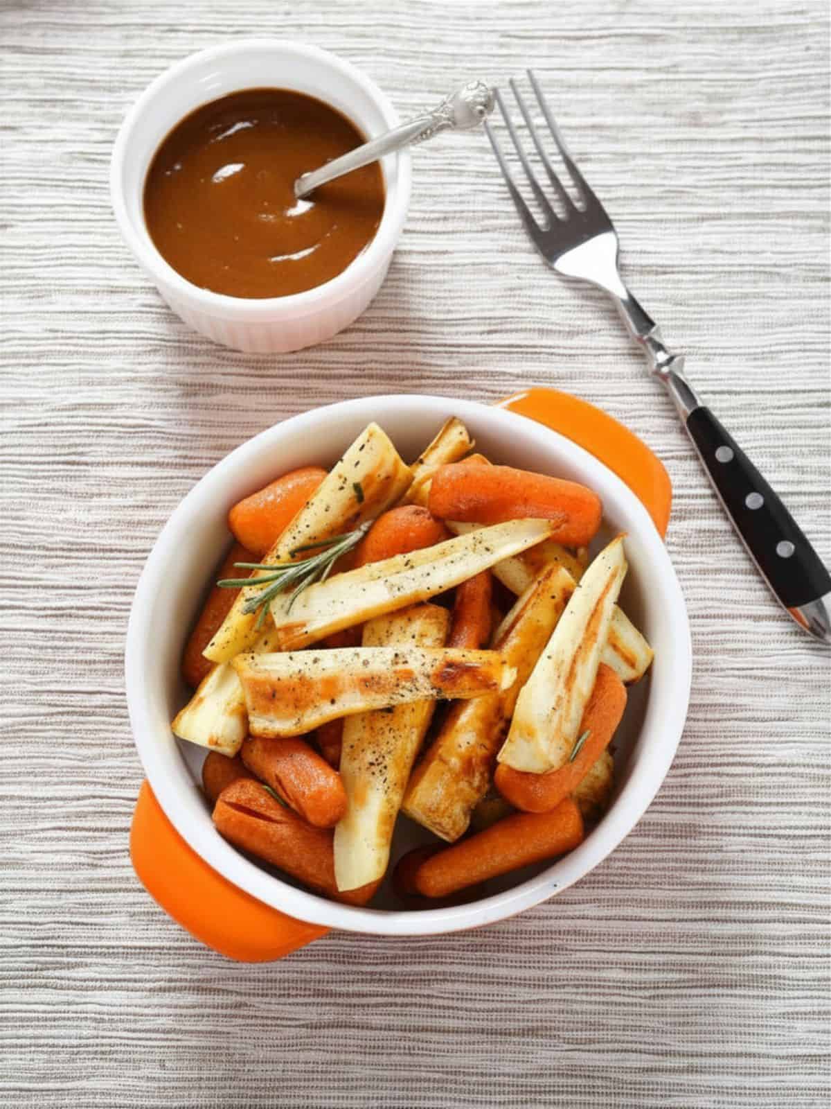 Roasted Carrots and Parsnips completed meal.