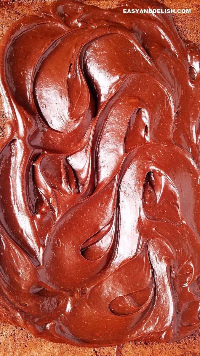 close up de bolo de chocolate com creme de manteiga de chocolate