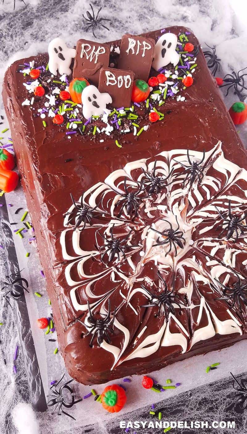 Halloween cake in a side angle