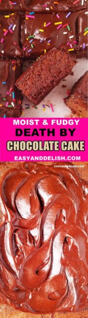 collage of death by chocolate cake