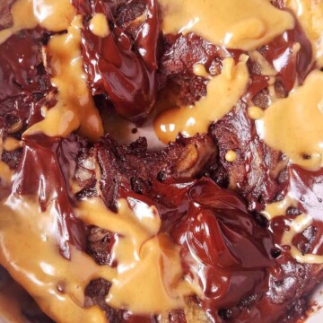 close up of peanut butter mug cake partially eaten