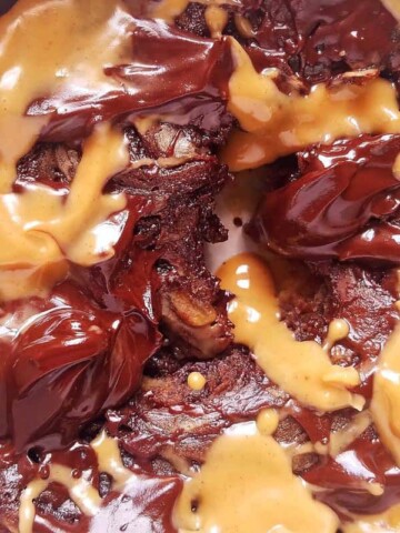 close up of peanut butter mug cake partially eaten