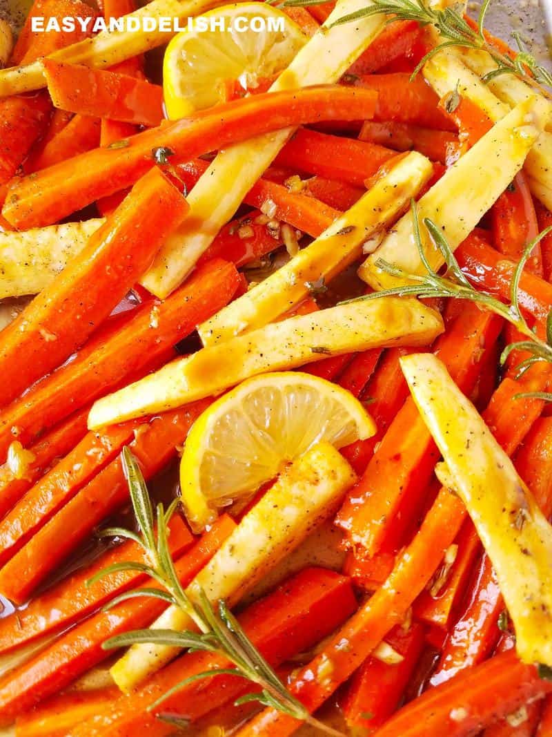 close up image showing roasted vegetables