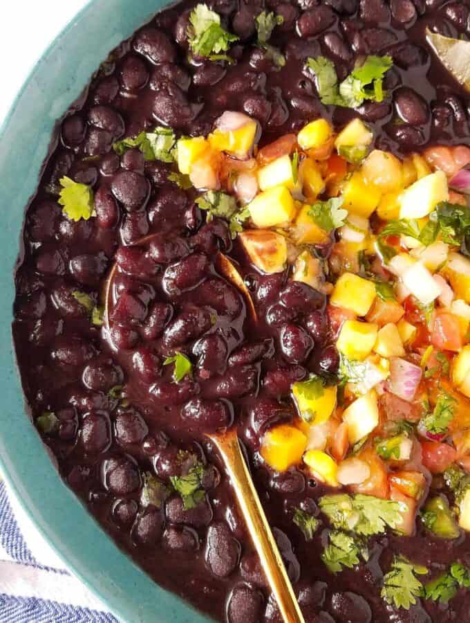 instant pot black beans served in a bowl