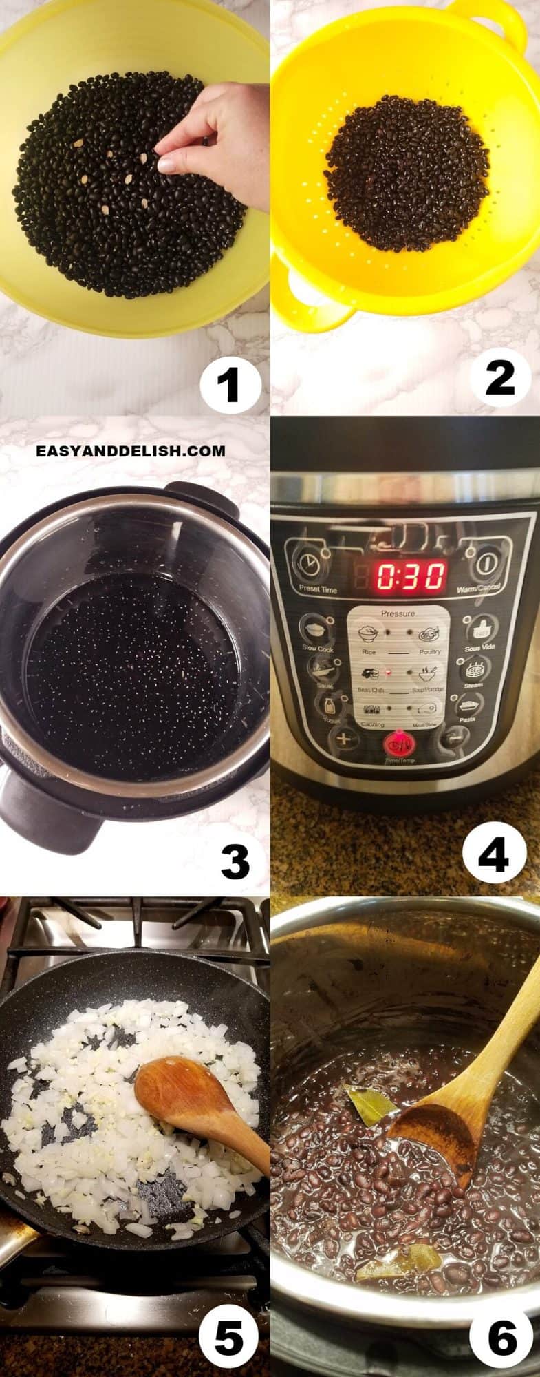 instuctions on how to make instant pot black beans (6 steps)
