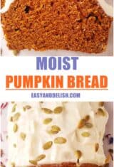 image collage of easy pumpkin bread for Pinterest