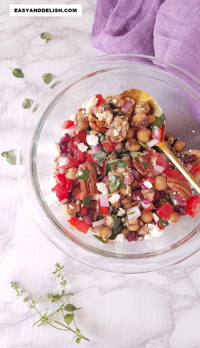 vegan salad in a bowl to use as filling for the cooked vegetable