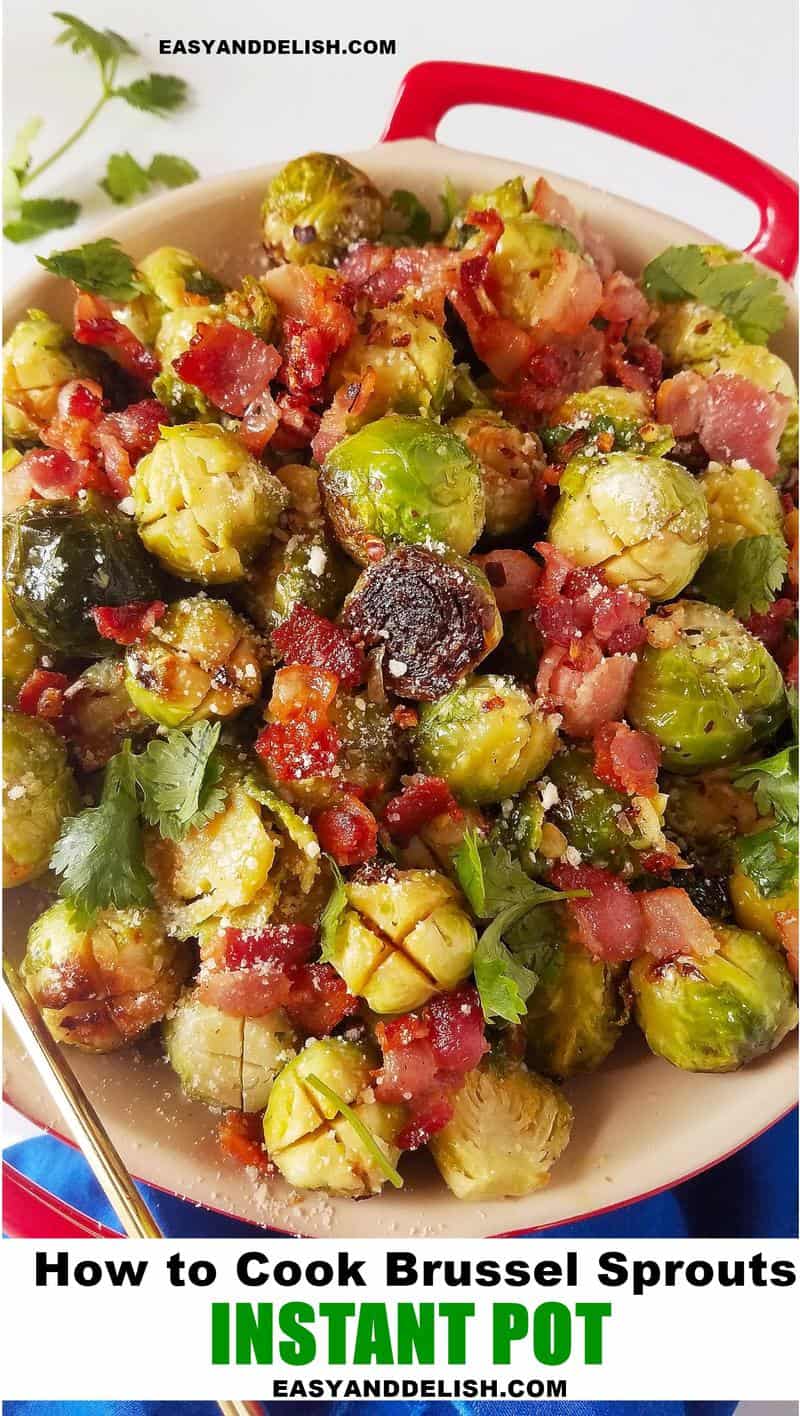 Instant Pot Brussels sprouts with bacon in a bowl