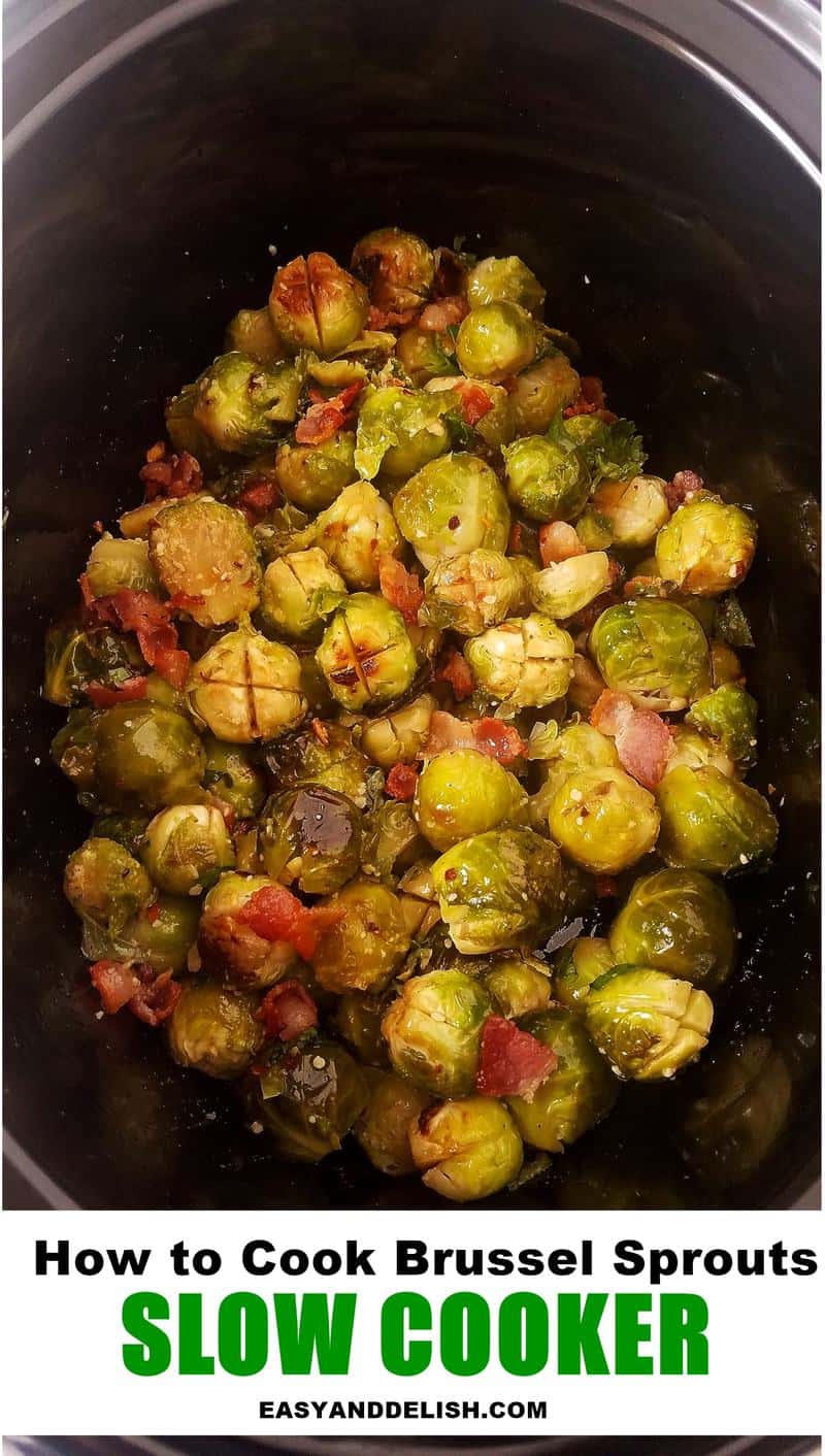 close up of Brussels sprouts in a crockpot