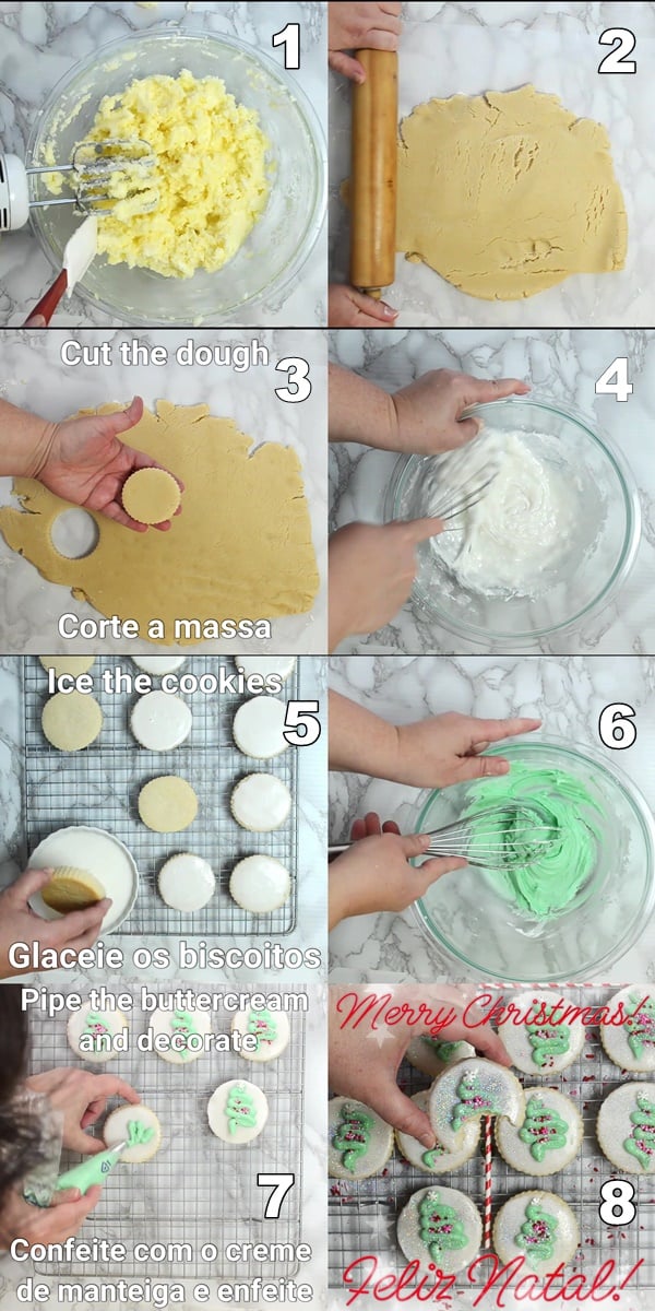 image collage showing how to make sugar cookies with sprinkles