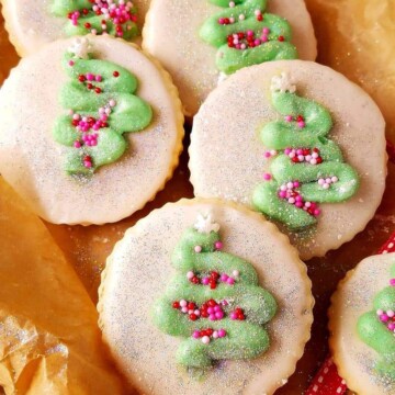 close up of coconut sugar cookies with sprinkles