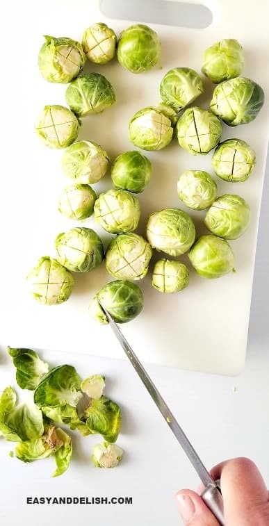 brussels sprouts cleaning and trimming