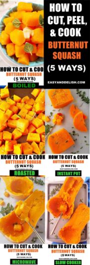 image showing how to cook butternut squash 5 different ways
