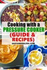 photo collage with several pressure cooker recipes for when you use the pressure cooker