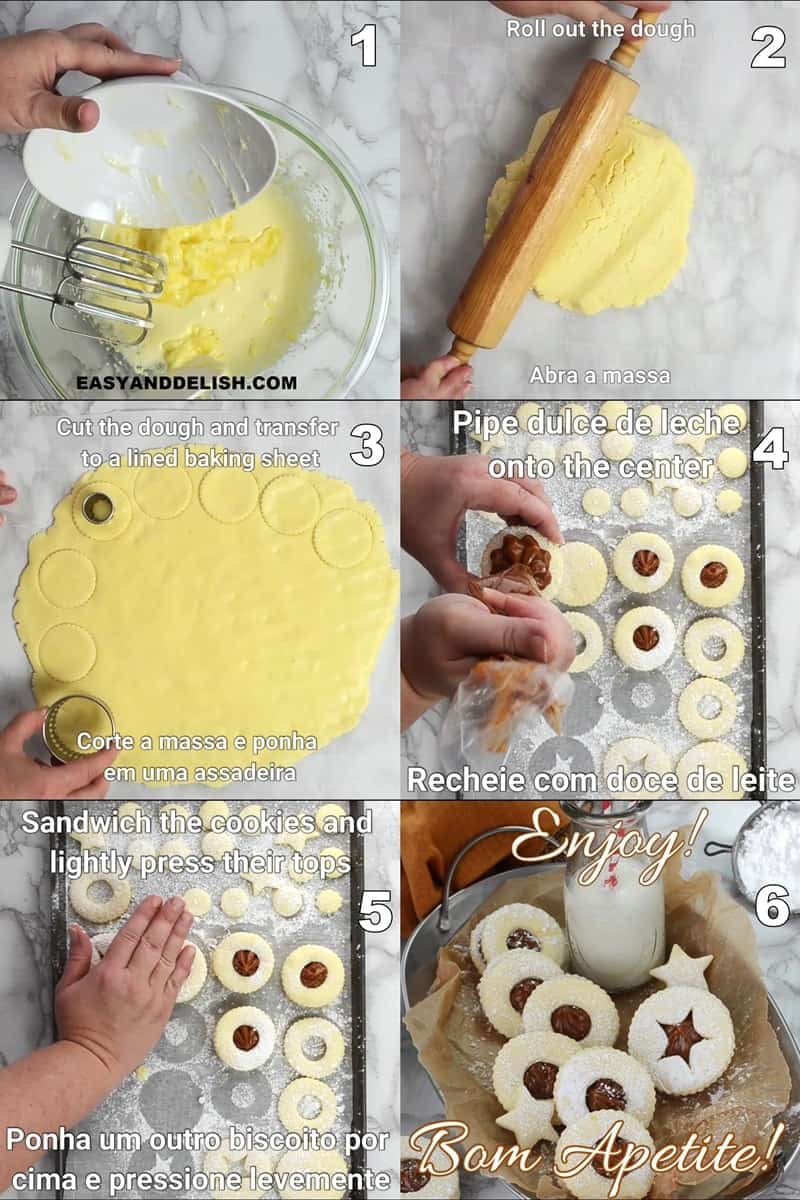 image collage showing how to make alfajores recipe step-by-step