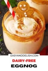 close up of dairy-free ggnog for pinterest