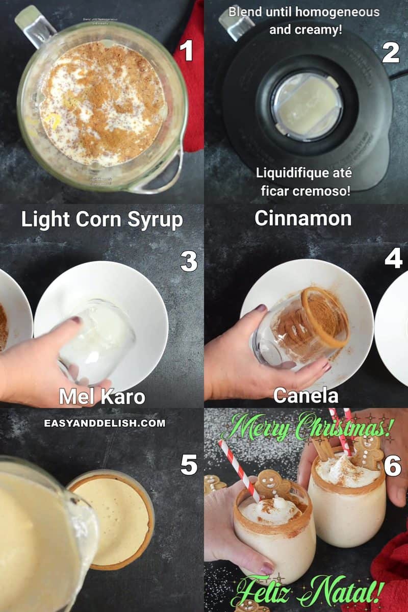 steps showing how to make dairy-free ggnog recipe