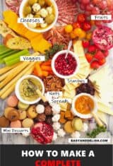 close up meat and cheese platter for pinterest