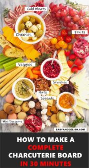 close up meat and cheese platter for pinterest