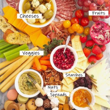 close up of a meat and cheese platter