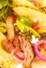close up of a carne asada taco