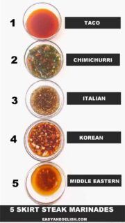 5 steak marinades in small bowls