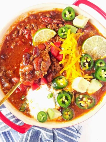 close up of a bowl of Instant Pot chili