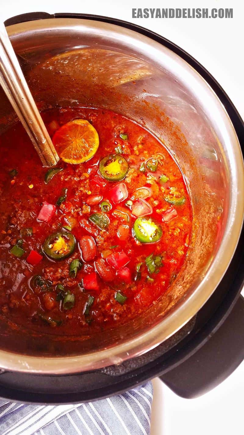 chili in a pressure cooker