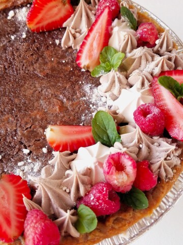 close up of chocolate chess pie