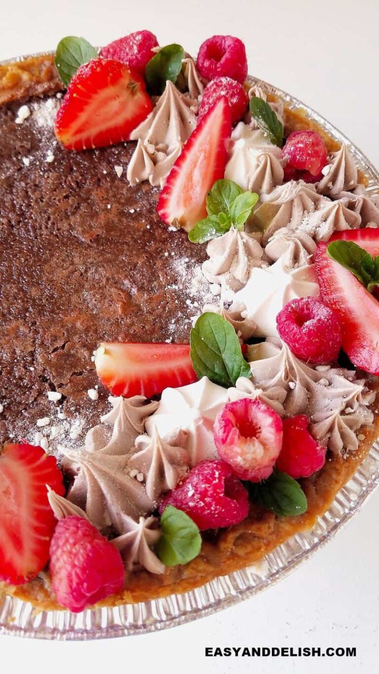 close up of chocolate chess pie