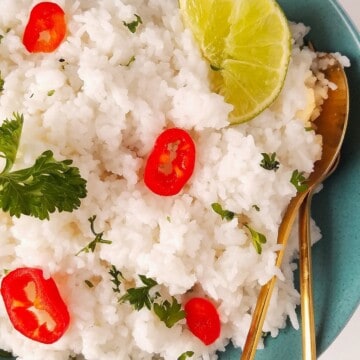 arroz jasmim cozido e servido em uma tigela