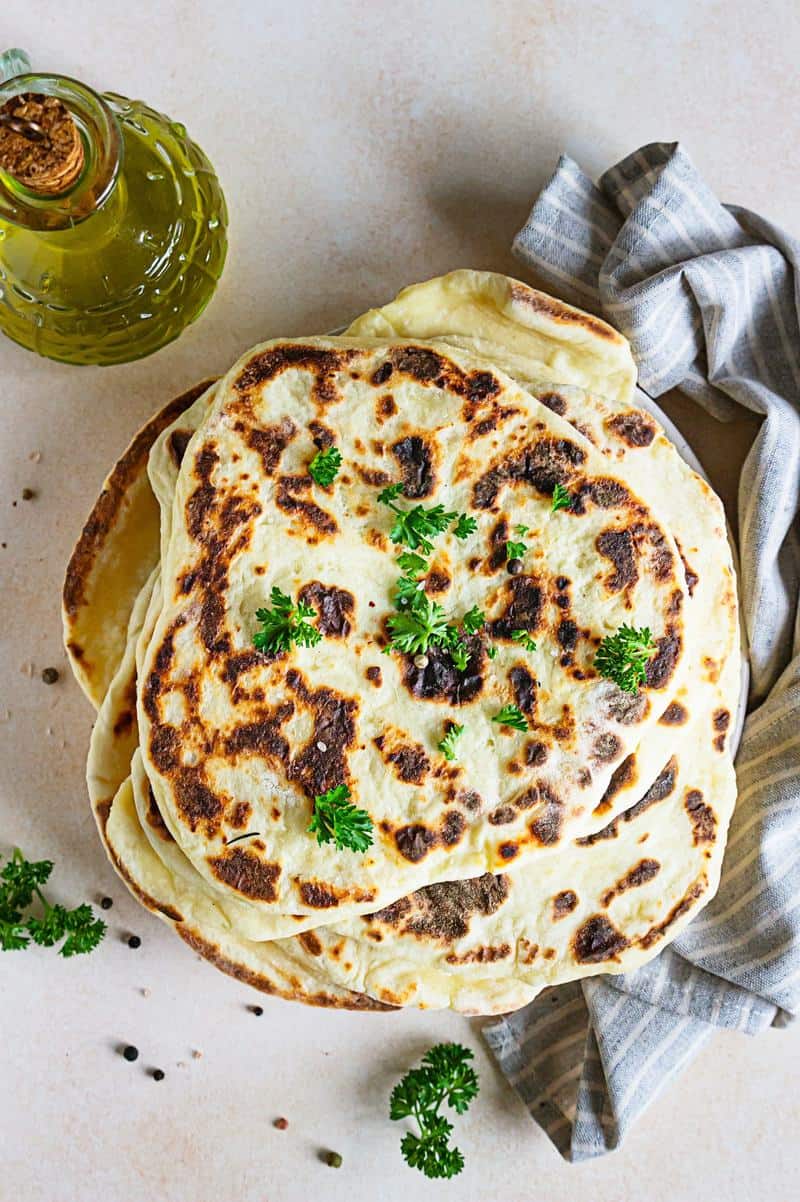 a stack of naan bread 
