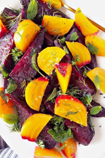 a platter with Instant Pot beets