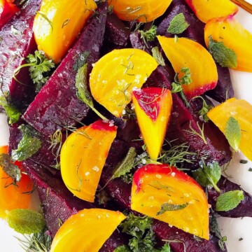 a platter with Instant Pot beets