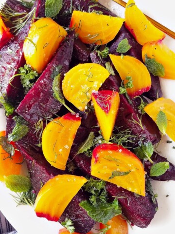 a platter with Instant Pot beets