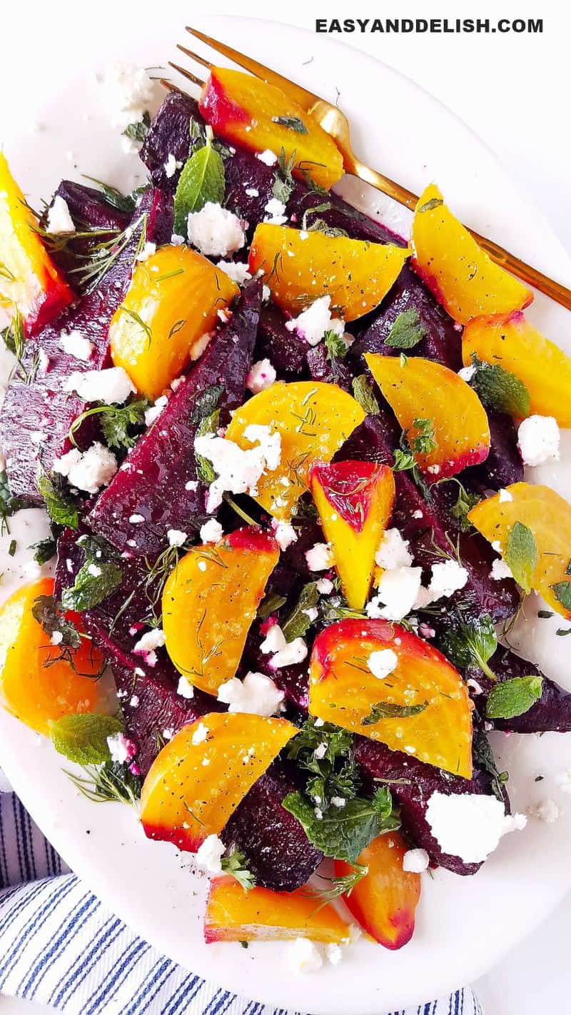 a platter of beet salad