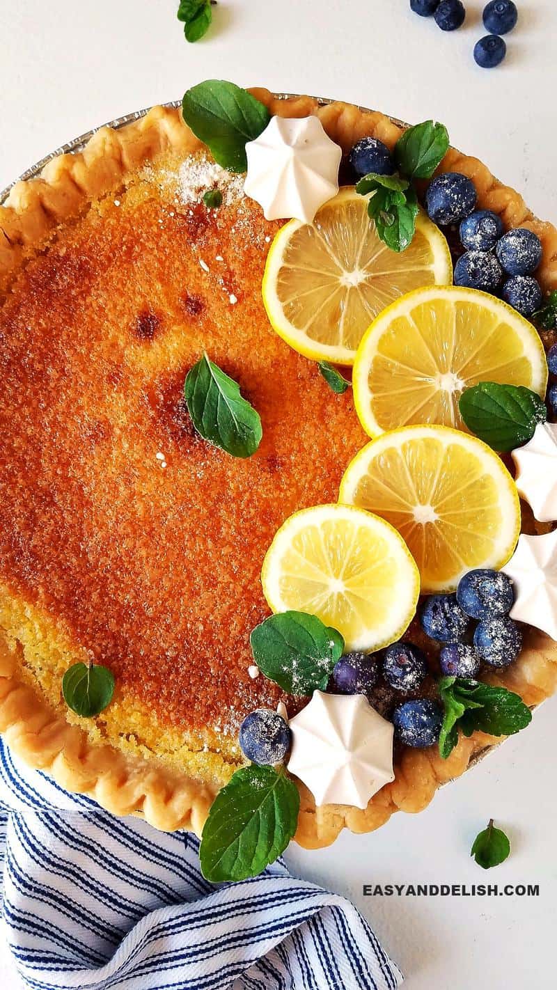 close up of lemon chess pie