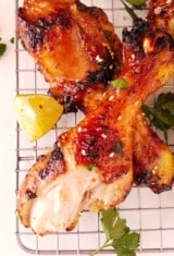 close up of air fryer chicken legs